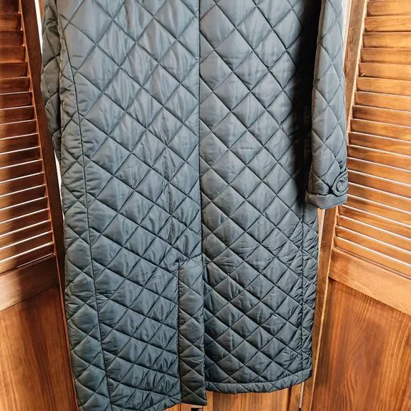 Rebecca Minkoff Quilted Twill Long Coat Black Womens Size S - Picture 10 of 15